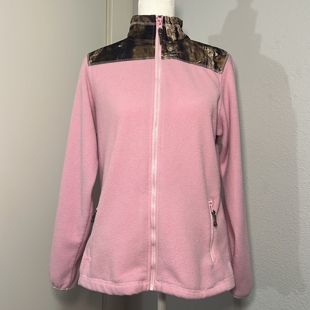 Pink Fleece Jacket with Camouflage Accents‎